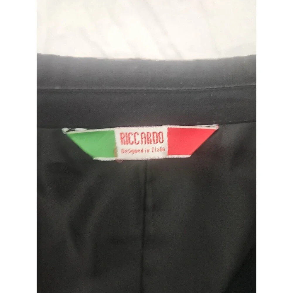 Blazer Riccardo Designed In Italia Men's Black Suit Jacket 46L Very Nice